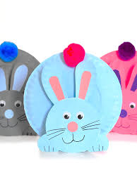 Adding white to our usual craft paints gave us a pretty selection of pastel easter colours. Paper Plate Easter Bunny Craft Our Kid Things