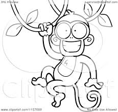 Dora the explorer coloring pages are a fun way for kids of all ages, adults to develop creativity, concentration, fine motor skills, and color recognition. Cartoon Clipart Of A Black And White Happy Monkey Swinging On A Vine Vector Outlined Coloring Page By Cory Thoman 1157089