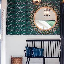 Block Print Floral Entryway Ideas Modern Small Entryways Removable Wallpaper