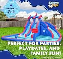 Amazon.com: Sunny & Fun Mega Sport Inflatable Water Triple Slide Park –  Heavy-Duty for Outdoor Fun - Climbing Wall, 3 Slides & Splash Pool – Easy  to ...
