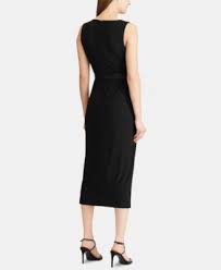 Lauren Ralph Lauren Satin Sash Jersey Midi Dress Black 16 Macys Fashion Black Midi Dress Review Dresses