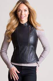 Glenda Italian Lambskin Leather Peplum Moto Vest Overland Leather Peplum Lambskin Leather Lambskin