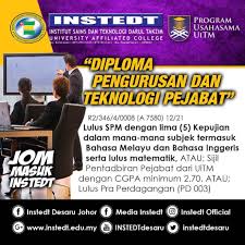 Uitm cawangan pahang, kampus jengka. Huzairieyahya On Twitter Kolej Instedt Turut Menawarkan Dua Program Yg Merupakan Program Usahasama Uitm Iaitu Diploma Pengajian Sukan Juga Diploma Pengurusan Teknologi Pejabat Layari Laman Web Instedtdesaru Untuk Maklumat Lanjut