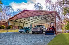 We have durable, portable metal carports for sale at great prices, and delivery and setup are always free! 30x25x8 Triple Wide Carport With A Vertical Roof Village Carports