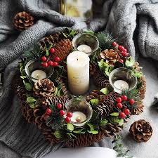 Christmas Wreath Candlestick Decorative Windows Desktop Furnishing Articles Christmas Pinecone Pine Needles Candle Glass Holder Candle Glass Holder Candlesticks Decorateglass Candle Holder Aliexpress