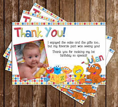 Now it's time to say thanks to those who made the day special for you with lovely birthday thank you cards. Novel Concept Designs Baby Sesame Street 1st Birthday Thank You Card