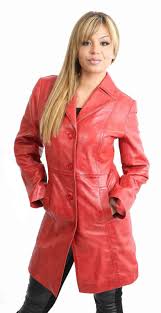 Womens Real Leather Coat Ladies Fitted 3 4 Length Jacket Macey Black Brown Red Leather Coat Womens Long Leather Coat Leather Coat