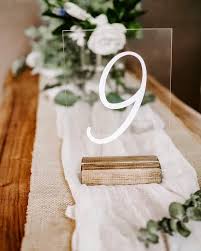 Acrylic Table Numbers With Wood Stand 5x7 Clear Etsy In 2020 Acrylic Table Number Wedding Table Numbers Wedding Numbers