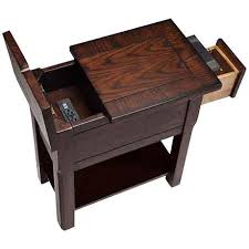 Sutersville Rustic Oak Side Table With Outlets And Usb Ports 1d732 Lamps Plus Oak Side Table Chair Side Table Build A Table