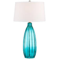 Stella 30 High Blue Fluted Glass Table Lamp 5h399 Lamps Plus Glass Table Lamp Table Lamp White Lamp Shade
