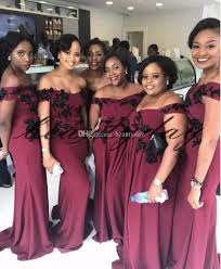 2019 New Nigerian African Bridesmaid Dresses Lace Burgundy Maid Of Honor Gowns Formal Wedding Party Guest Dres African Bridesmaid Dresses Guest Dresses Dresses