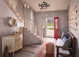 Peabody Interiors Creates A Cozy Entryway Featuring Phillip Jeffries Driftwood Wallcovering Photo By David Bader Inter Luxury Homes Home Interior Styling