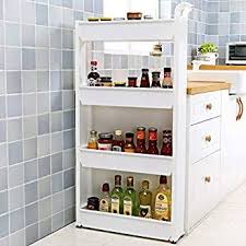 Aj 4 Ablagen Schlank Kuhlschrank Kuchenregal Badregal Kuchenschrank Nischenregal Nischenschrank Nischenwagen Standregal Schrank Organizer Regal Speicherideen