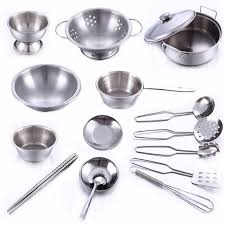 Rectangular ss kitchen glass basket, size: Silver Stainless Steel Kids Cookware 16 Pieces Price 17 99 Free Worldwide Shipping Visit Us And See Our Toy Kitchen Pretend Play Kitchen Cooking Toys