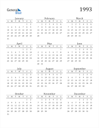Download this august 1993 calendar which can be used for personal or business needs. 1993 Calendar Pdf Word Excel
