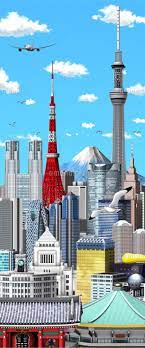 東京 tokyo 町 街 街並み 街並み スカイツリー 東京タワー スカイツリー イラスト 東京タワー イラスト 街並み イラスト