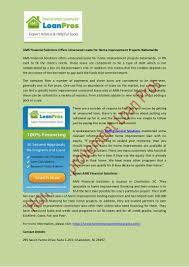 Ams Financial Solutions Offers Unsecured Loans For Home Improvement Projects Nation Unsecured Loans Home Improvement Projects Home Improvement Loans