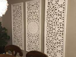White Wash Carved Zaria Wood Screen World Market Medallion Wall Decor Carved Wall Decor Family Friendly Living Room