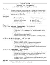 automotive mechanic resume example