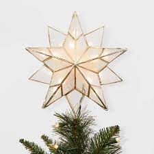 13in Lit Gold Metal And Capiz Star Tree Topper Wondershop Target Christmas Tree Star Topper Christmas Tree Toppers Lighted Star Tree Topper