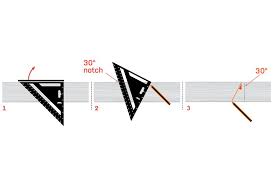 The ridge cut (also called the plumb cut) at the top of the rafter, the birdsmouth cut (which itself comprises 2 different cuts) where the rafter meets the building's wall, and the tail cut, at the base of the rafter. How To Use A Rafter Square