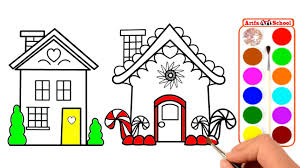 House coloring pages for kids, toddlers. How To Draw Candy House Coloring Pages For Kids Draw Candy House Learn Drawing Coloring Page Youtube
