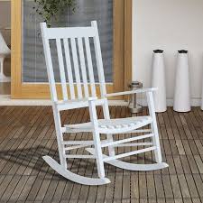 Outsunny Versatile Wooden Indoor Outdoor High Back Slat Rocking Chair Walmart Com Rocking Chair Porch Garden Rocking Chair Outdoor Rocking Chairs