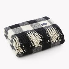 Black And White Plaid Throw Blanket Buffalo Check Wool Throw Buffalo Plaid Bedding Buffalo Check Plaid White Throw Blanket