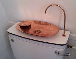 retro toilet cistern sink in copper