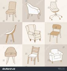 Vector Illustration Of Various Kinds Of Chairs Hand Drawn Style Upholstered Rocking Chairs Rocking Chair Makeover Reupholster Chair Diy