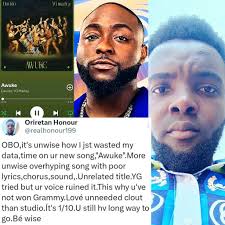 Popular #30bg who has been complimenting Davido's works rated his latest  song "funds" 3/10.