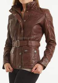 Womens Stylish Belted Brown Leather Biker Jacket By Etsydesigns72 159 00 Tan Leather Jackets Leather Jacket Leather Jackets Women