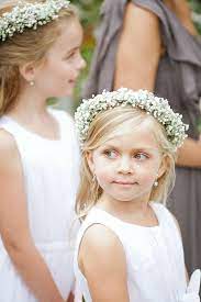 Pink Gray Outdoor Wedding From Christina Diane Flower Girl Hair Wreath Babys Breath Wedding Flower Girl Wreaths
