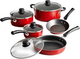 9-Piece Nonstick Cookware Set for Simple Cooking in Red