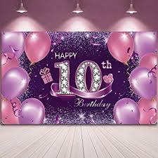 Drag and drop file or browse. Buy Happy Birthday Party Decorations Large Fabric Pink Purple Happy 10th Anniversary Birthday Sign Banner Photo Booth Backdrop Background With Rope For Girls Birthday Party Favor 72 8 X 43 3 Inch Online In
