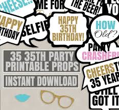 35th birthday party ideas for her. 35 35th Birthday Photo Booth Printable Props Turning 35 Diy Party Birthday Props Digital Download Loadette