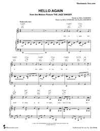 Free jazz piano sheet music transcriptions pdf. Hello Again The Jazz Singer Free Piano Sheet Music Pdf