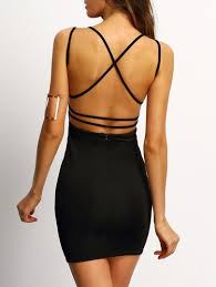 Black Crisscross Back Bodycon Dress Modestil Damenmode Damenmode Online