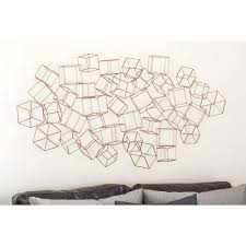You can hang your art on the wall and call it a day, or you can pay special attention to choosing here, the inimitable miles redd placed modern artwork on a classic mural wall covering for contrast and just a touch of playfulness. Litton Lane 48 In X 27 In Modern Iron Wire 3 D Square Boxes Wall Decor 56873 The Home Depot In 2021 Iron Wall Decor Dimensional Wall Decor Geometric Wall Decor
