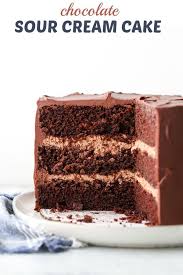 Chocolate Sour Cream Cake Completely Delicious Recipe In 2020 Sour Cream Chocolate Cake Sour Cream Cake Cream Cake