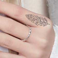 Vankirs Autocollants De Tatouage Temporaire Pour Femme Faux Tatouages Dessin Au Crayon Plume Art Des Bras Doigts Feuille Geometrique Noir Etanche Aliexpress