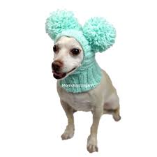 Green Dog Hat Double Pom Beanie Small Dog Pom Pom Winter Hat Etsy Pom Dog Dog Hat Dog Scarfs
