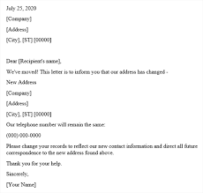 There is no law applicable to this document. How To Write A Change Of Address Letter Format Samples