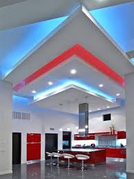 Aluminum tassel chain chandelier led double strip art ceiling light modern lamp. A Modern Equipped Kitchen With A Dash Of Red Blue Lumilum Color Led Strip Lights Kitchen Kitchen Ceiling Design False Ceiling Design False Ceiling Bed