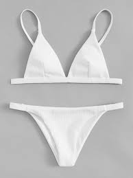 Textured Plunging Top With Triangle Panty Bikini Swimsuits Triangle Bikini Bottoms White Bikinis