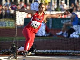 Sarah robles (usa) is into gold medal position in the women's 87kg weightlifting, posting a combined weight of 282kg after lifting 150kg with her first clean and jerk attempt. Women S Track And Field From Dance To Discus Stanford S Allman Finds Her Passion The Mercury News