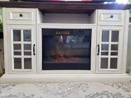 Classic gray finish with paneling. 60 White Brown Electric Fireplace Console Big Lots