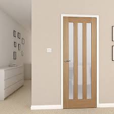 Offered in a range of finishes and designs to be able to suit any circumstances whether this be in a household or a large number of our internal glazed doors are pre glazed including our white primed doors with glass. Vertical 3 Panel Frosted Glazed Oak Veneer Lh Rh Internal Door H 1981mm W 838mm Diy At B Q