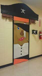 Give your guests a preview of your awesome decor with the pirate door cover wall décor as they enter your pirate party. Pirate Themed Door Decoration To Go Along With A Pirate Themed Classroom Great Idea Door Decorations Halloween Garage Door Decorations Garage Door Decorations
