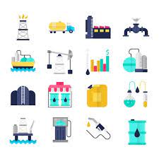 Oil Industry Flat Icons Set Chemical Analysis Drilling Rig Fuel Png And Vector With Transparent Background For Free Download Flat Icons Set Flat Icon Oil Industry